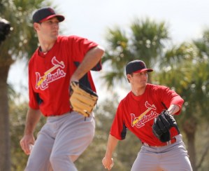 Michael Wacha and Shelby Miller throwing a bullpen in Jupiter, FL (Photo: St. Louis Post-Dispatch)