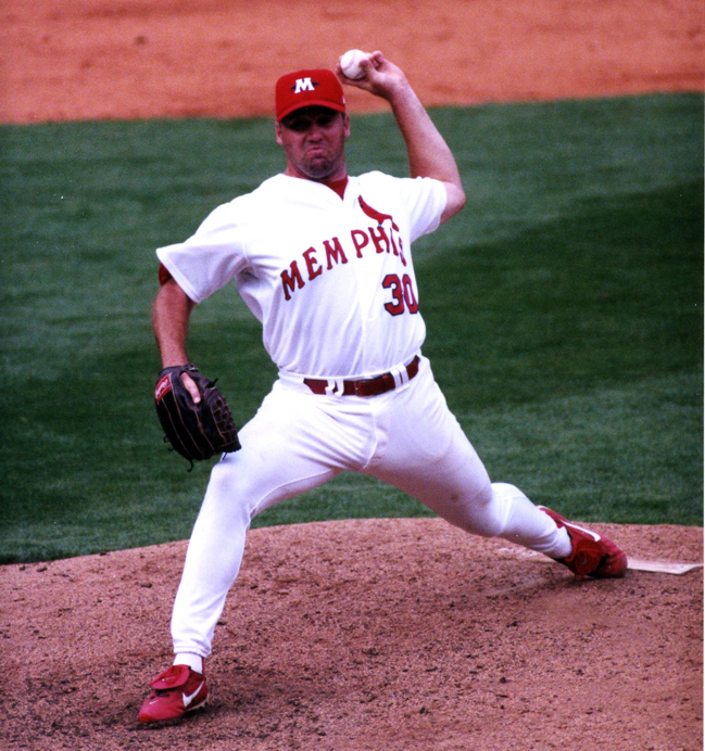 Eversgerd pitching as a Redbird